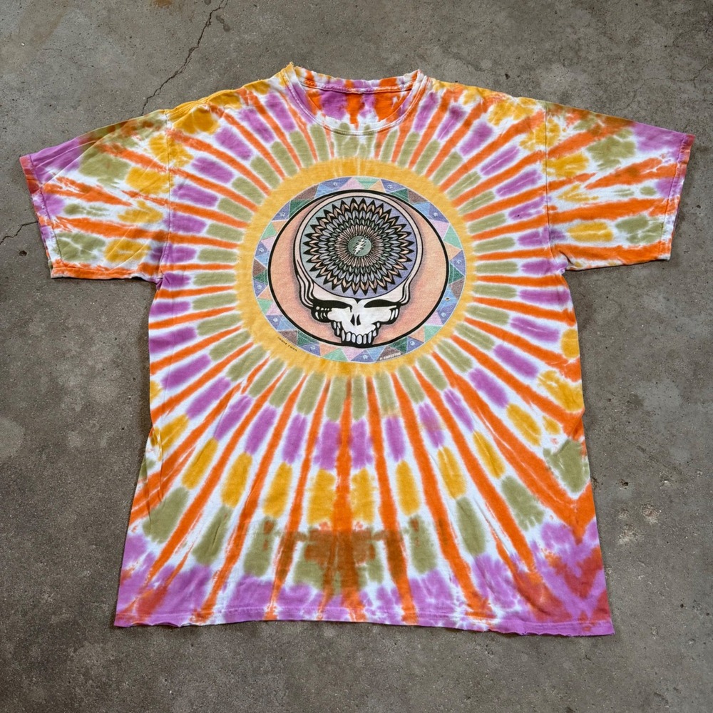 Grateful Dead T-Shirt Mens XL Multi Tie Dye 1995 Summer Tour Vintage Stealie